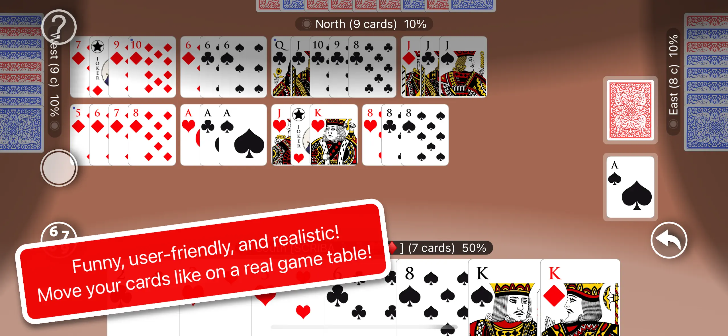 A Kalookie game in progress on a landscape iPhone